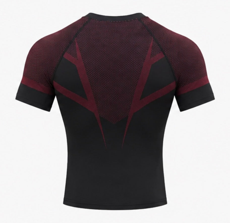 Performance compression tee black red back view