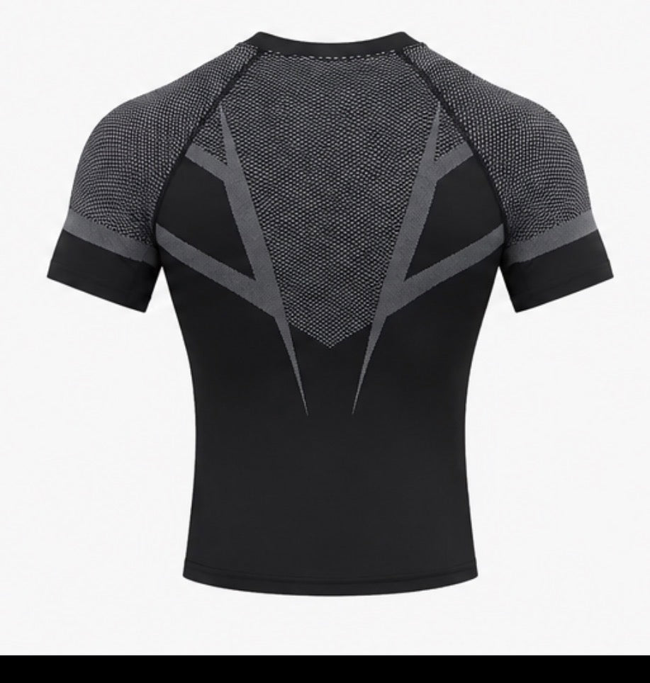 Performance compression tee black grey back view