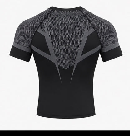 Performance compression tee black grey back view