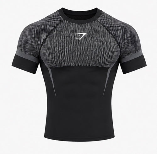 Performance compression tee black grey front view