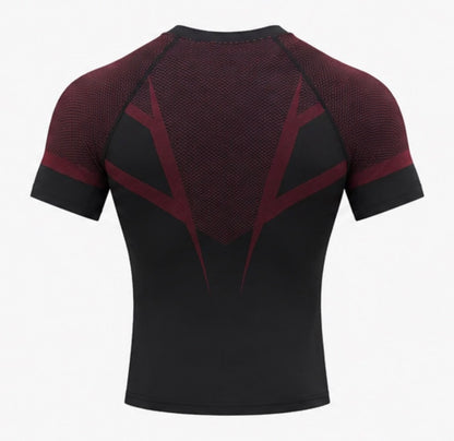 Performance compression tee black red back view