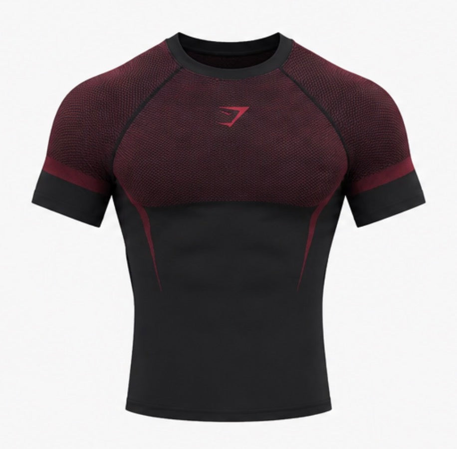 Performance compression tee black red front view