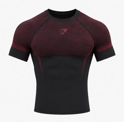 Performance compression tee black red front view